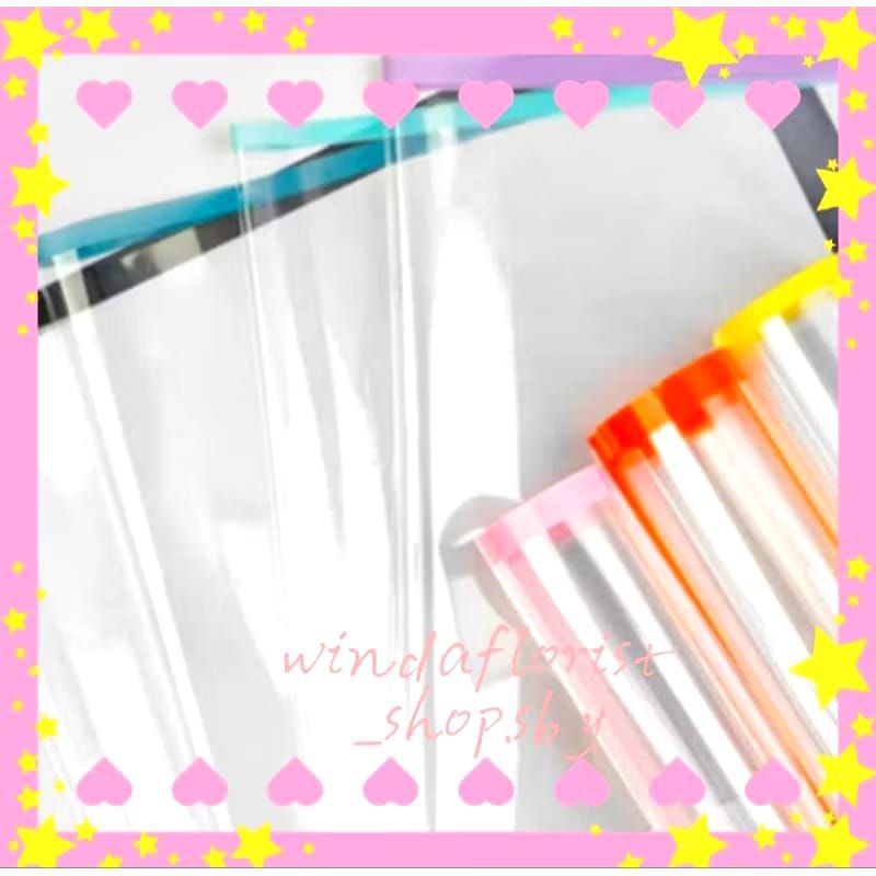 Kertas Buket (ECER) Cellophane Flower Wrapping Bening Transparant List Warna