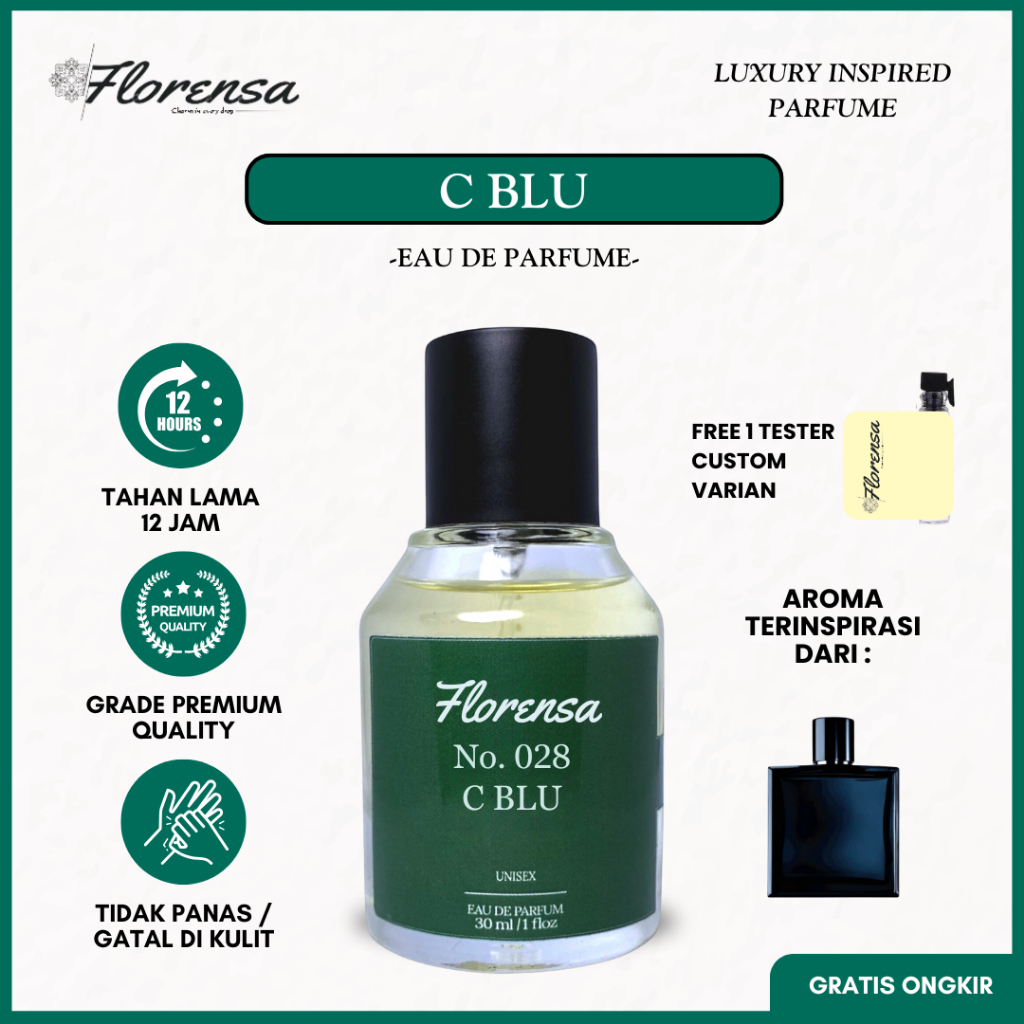 Florensa Parfume - Parfum Pria Tahan Lama Aroma Woody Maskulin Segar Mewah Tidak Menyengat Aman diba