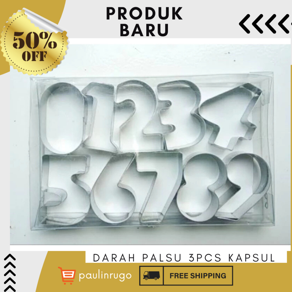 Cetakan Angka Stainless9 piece3 Dimensi|CETAKAN  ANGKA WORTEL TUMPENG/MENTIMUN/CETAKAN KUE STAINLESS