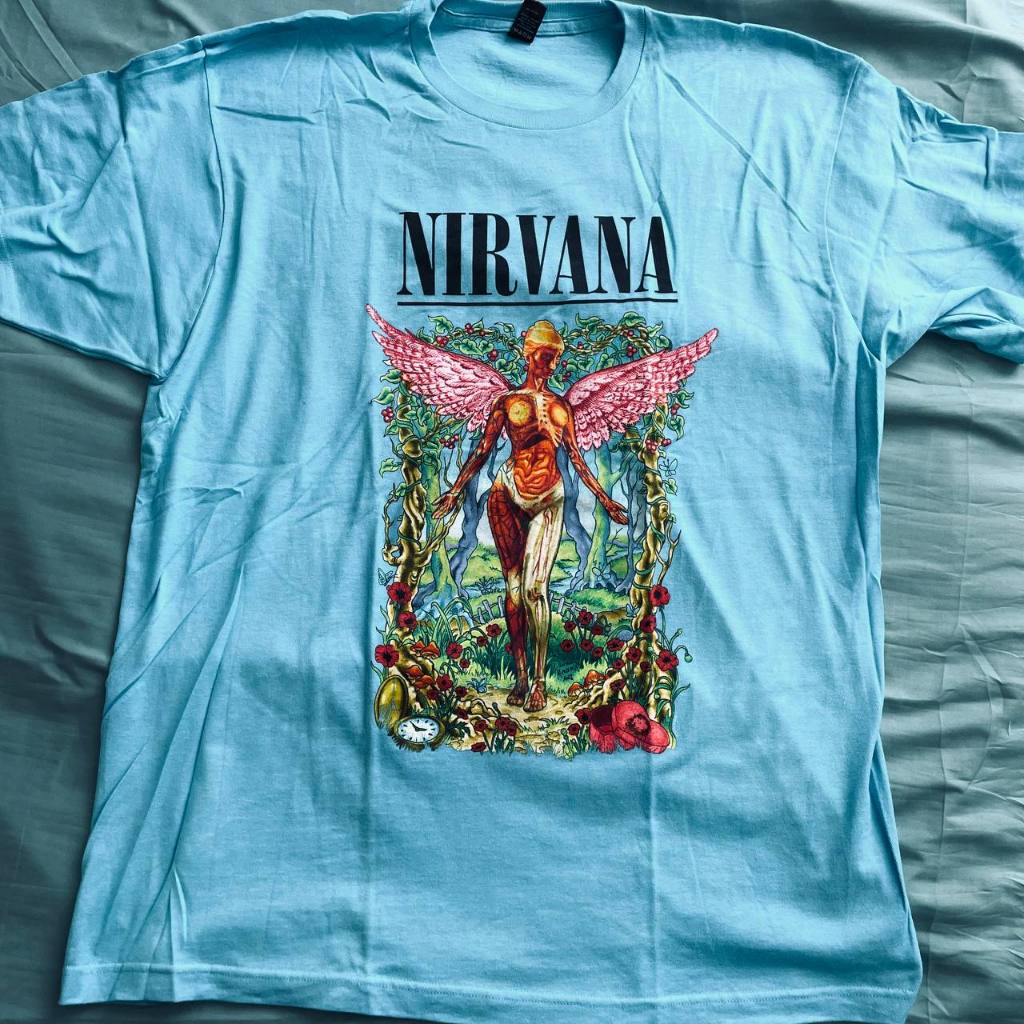 NIRVANA BLUE BLOOM KAOS T-SHIRT VINTAGE HARDCORE PUNK ROCK METAL MUSIC MERCHANDISE ORIGINAL
