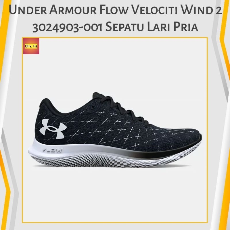 Under Armour FLOW Velociti Wind 2 3024903-001 Sepatu Lari Pria Original