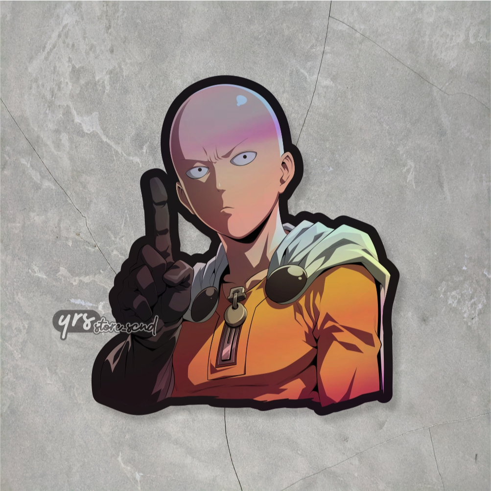 

Sticker Anime Hologram One Punch Man Saitama Sensei Ukuran +- 6 x 5,6 cm sticker Hp laptop dll murah awet
