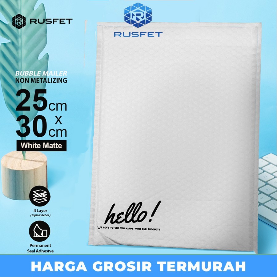 

AMPLOP BUBBLE MAILER WHITE 25X30CM WRAP ENVELOPE RUSFET SATUAN