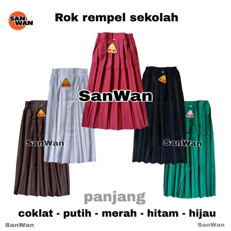 ROK SD MI TPA PANJANG REMPEL ANAK PEREMPUAN/ ROK PANJANG REMPEL SD MI TK MERAH COKLAT HIJAU PUTIH HI