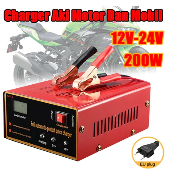 Charger Aki Motor Mobil/1500A/Otomatis Accu Kering Dan Basah Lead Acid/Battery Charger Auto Charger 