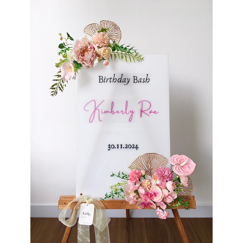 Papan Bunga Akrilik Besar Standing Banner Acrylic Ucapan - Amaryllis ♡ Korean Style Bunga Opening Pe
