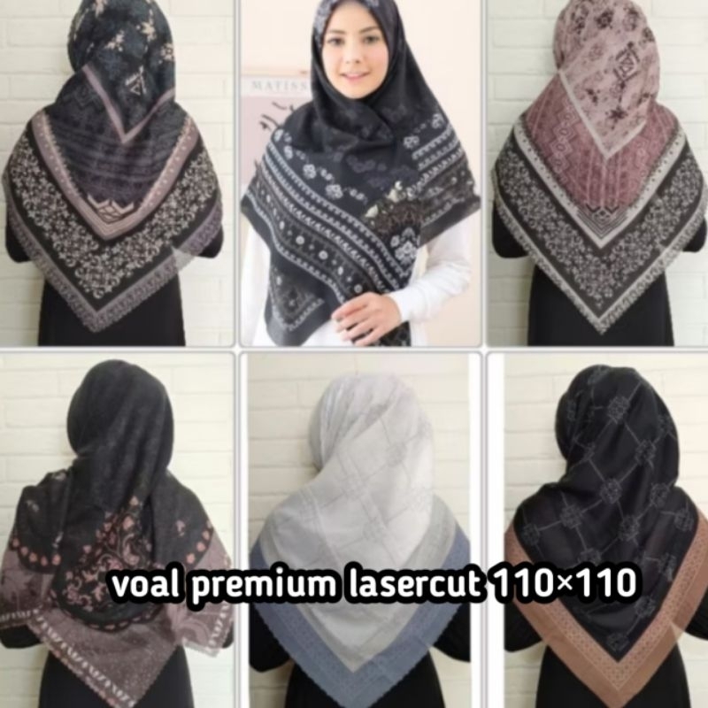 [COD] *GRATIS ONGKIR * hijab segi empat motif voal premium lasercut 110×110 / hijab segi empat motif