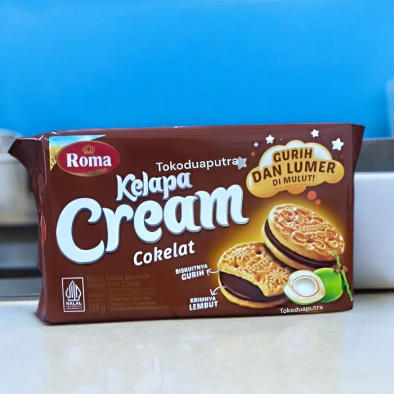 

Roma kelapa Cream coklat 189 gr ( 1 pack ) / Biskuit roma kelapa cream coklat 189 Gr