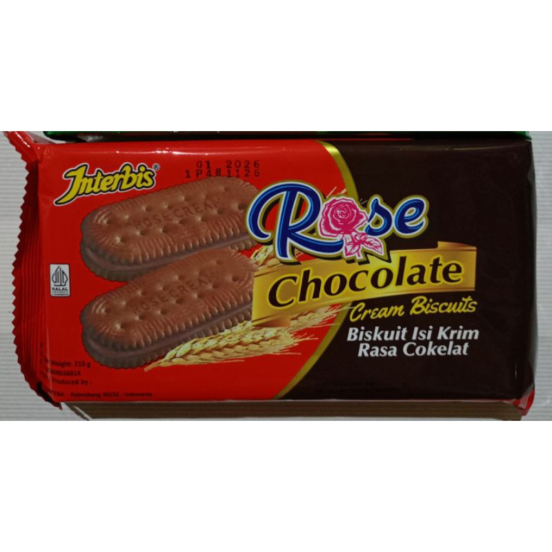 

(INSTANT & SAMEDAY) INTERBIS Rose Biskuit Sandwich Rasa Krim Chocolate 210 Gram