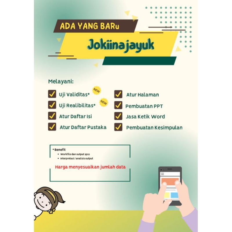 JOKI / UJI VALIDITAS/ UJI REALIBILITAS/ JASA PEMBUATAN PPT / JASA KETIK WORD / CARI MATERI / KESIMPU