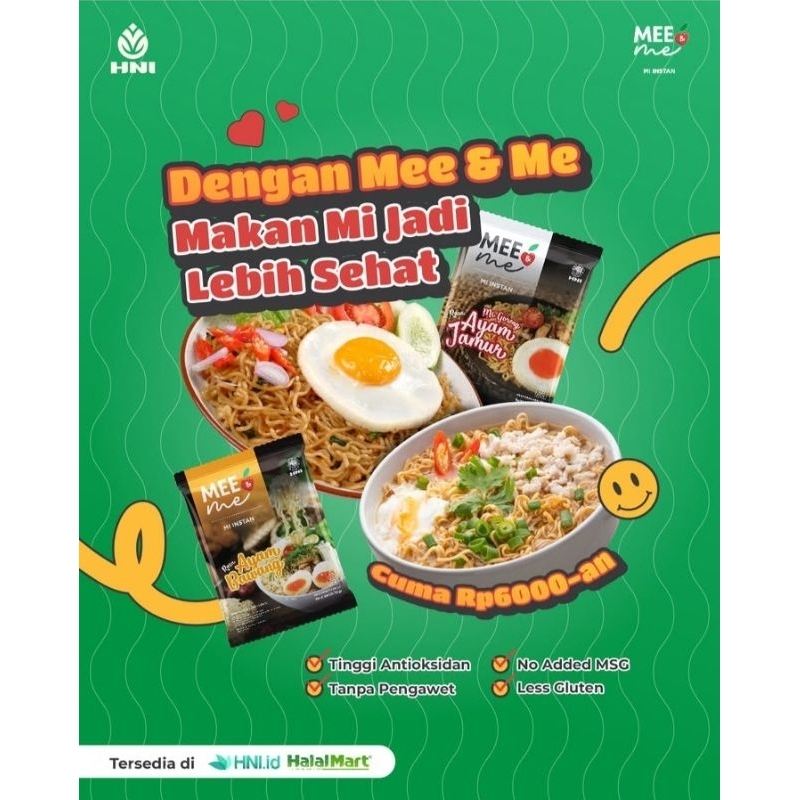 

Mee & Me HNI Satuan, Mie instan sehat, less gluten, tanpa MSG, tanpa pewarna, tanpa pengawet, tinggi antioksidan, terbuat dari bahan berkualitas. Terlaris Termurah