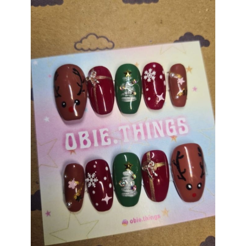 PRESS ON NAILS | KUKU PALSU | NAIL ART COSTUM TEMA NATAL