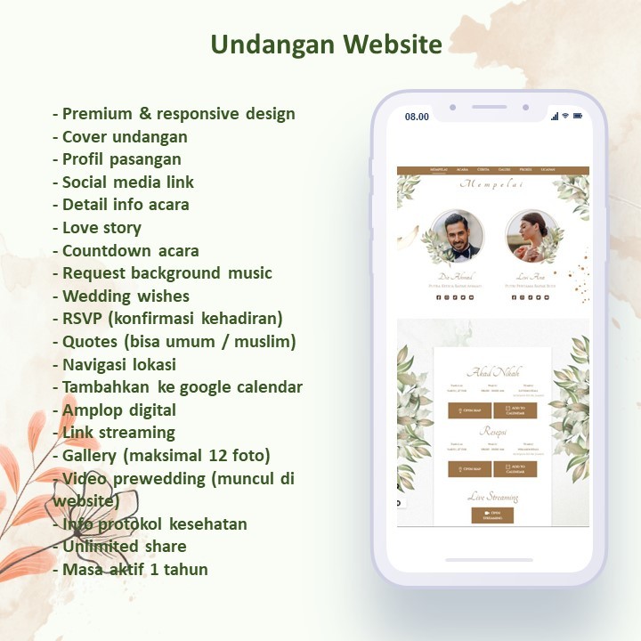 Undangan Website Pernikahan wedding website invitation minimalis