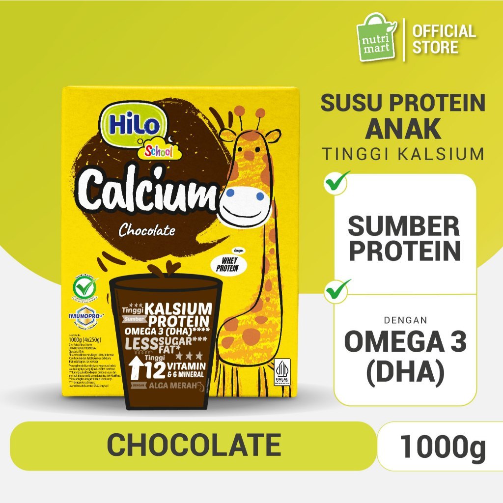 

HiLo School Vanilla & Cokelat 1000 gram / Susu Tinggi Kalsium Lebih Rendah Lemak 1kg