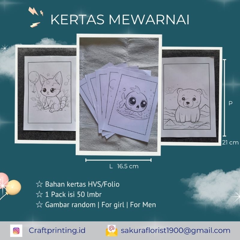 

KERTAS MEWARNAI (50 lmbr) | HASIL PRINT | COLOURING | KERTAS GAMBAR | HVS