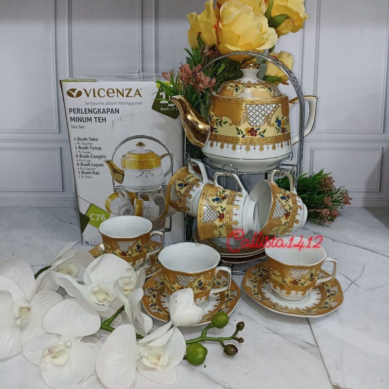 Teko Teh/ Kopi Set Cangkir Keramik Vicenza C-78 / CR-90 (Original)