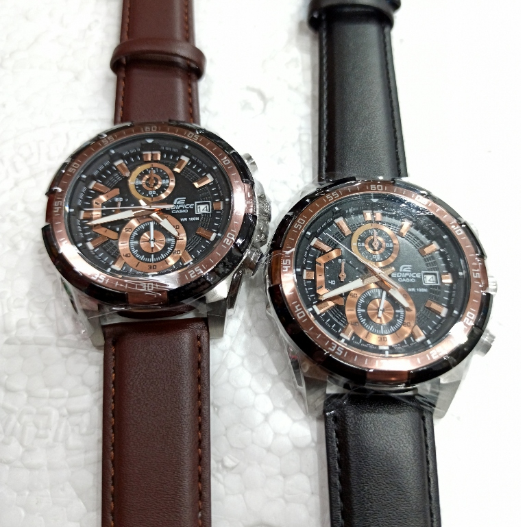 Jam Tangan Pria C*s*o ED*F*C* EFR-539L-5A EFR-539 Chronograph Silver Leather