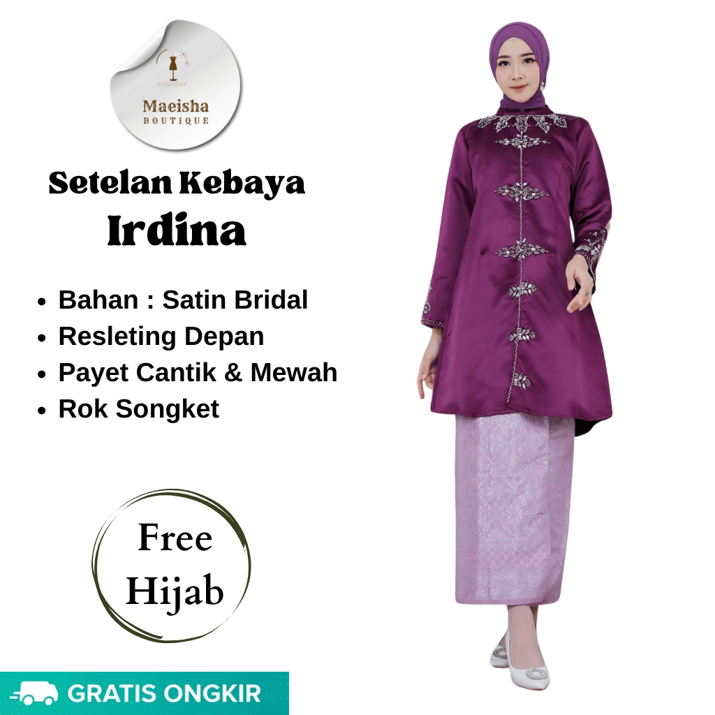 Set Kebaya Irdina Rok Songket Free Hijab / Kebaya Payet / Kebaya Modern / Kebaya Pesta / Kebaya Wisu