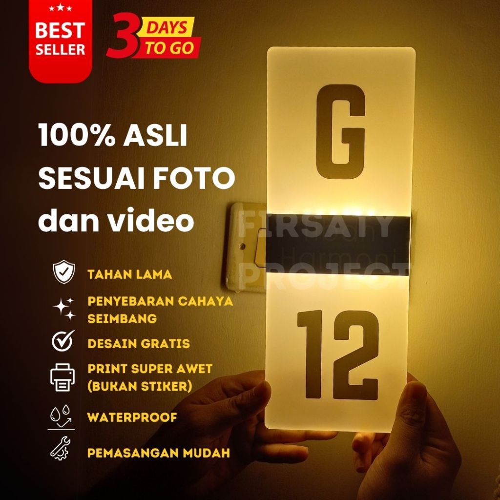 Nomor rumah lampu akrilik estetik LED