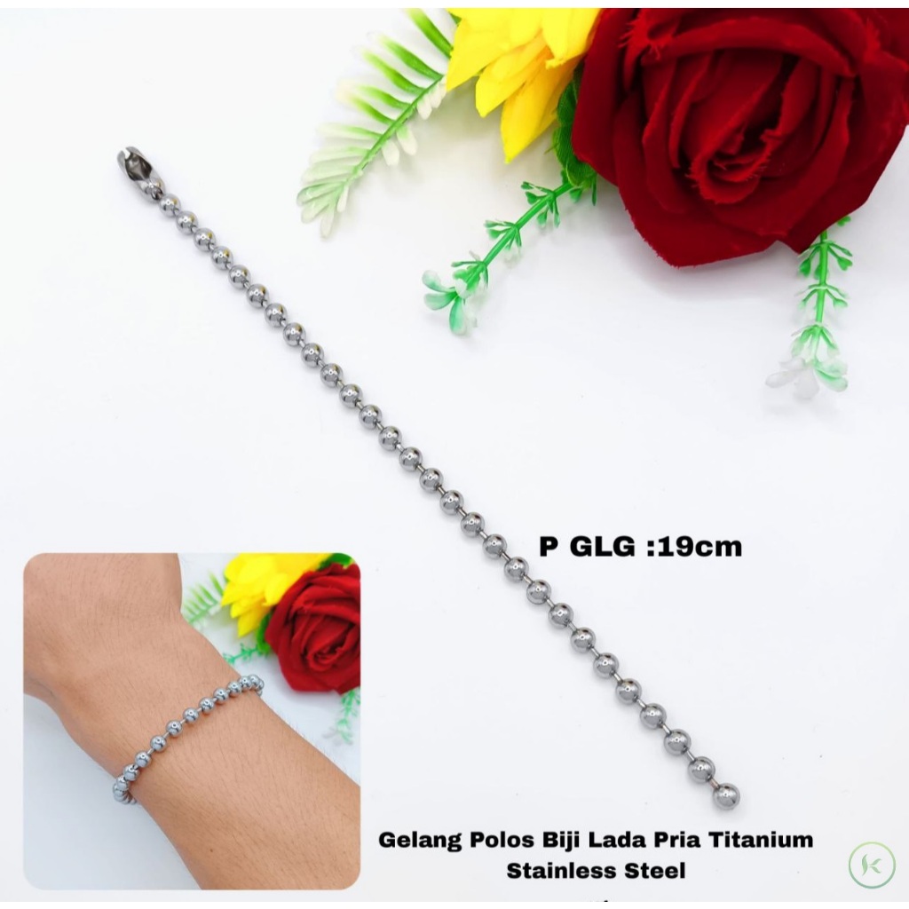 Gelang Polos Pria Titanium Stainless Steel Anti Karat