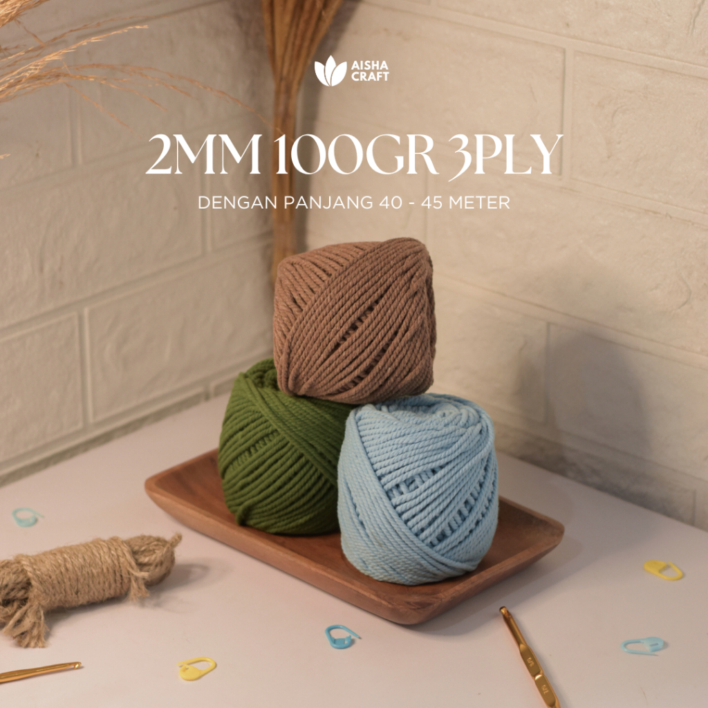 Tali Katun Macrame Warna 2MM 100GR 3PLY