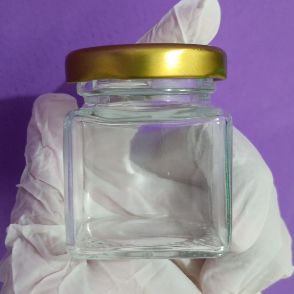 Jar Kaca Kotak 50ml / Botol Kaca Kotak 50ml / Square Glass Jar 50ml PER DUS