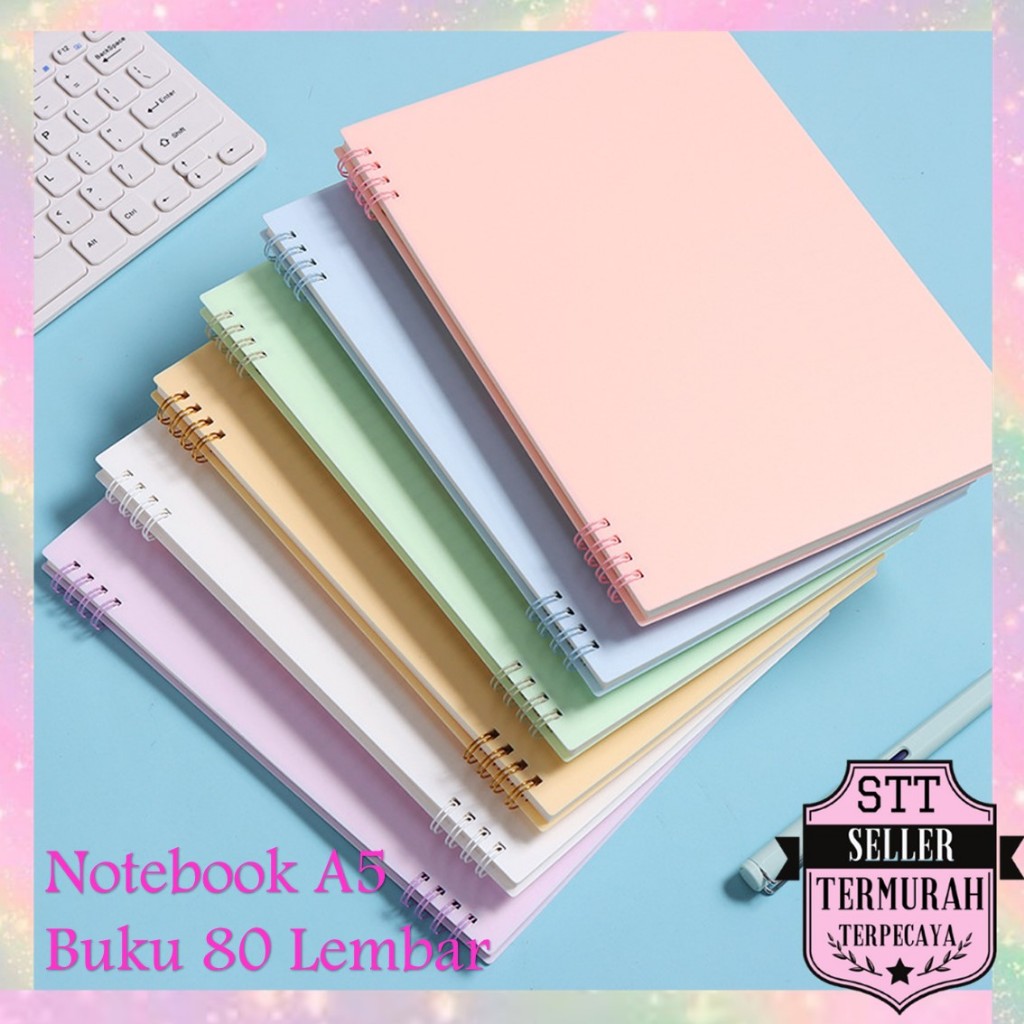 

STT Notebook A5 Buku Catatan 80 Lembar Buku Diary Aesthetic Sketch Book 8 Lubang Binder Buku Tulis Sekolah Kantor Notebook Jurnal Spiral Cover Pastel