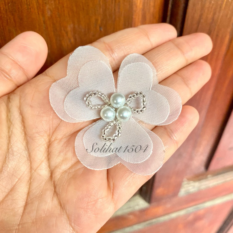 Aplikasi bunga organza/bunga 3d/aksesoris baju/aksesoris kebaya/aksesoris baju anak