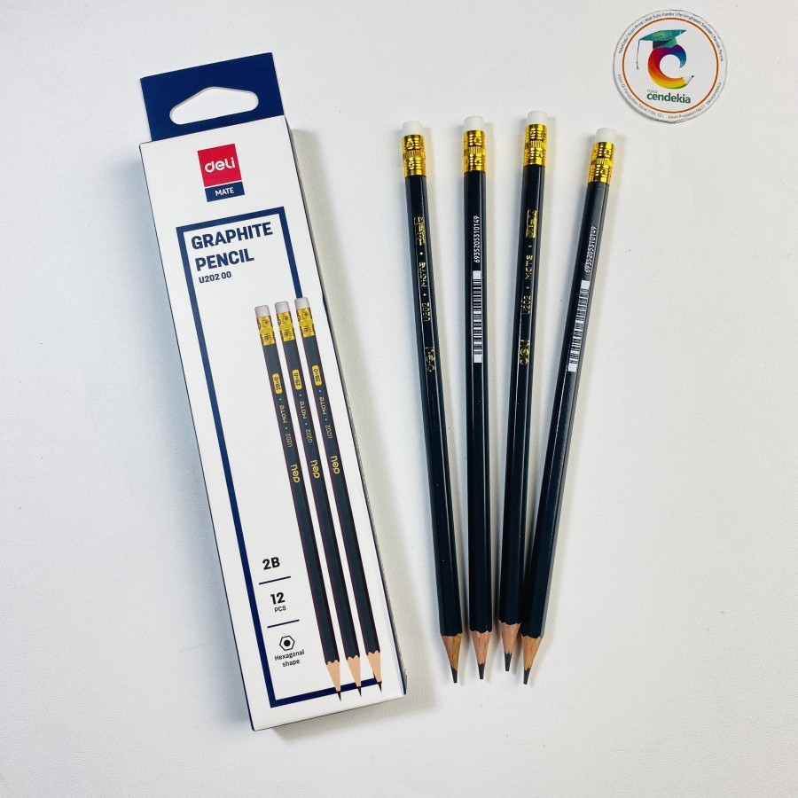 

Pensil DELI 2B dengan Penghapus U202 - 12 pcs