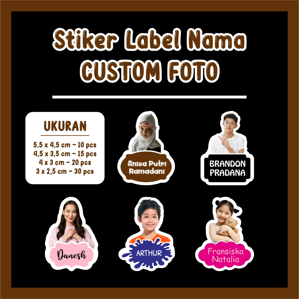 

Label Nama FOTO CUSTOM Stiker Nama Anak Lucu Waterproof Anti Air Anti Luntur Bahan PREMIUM