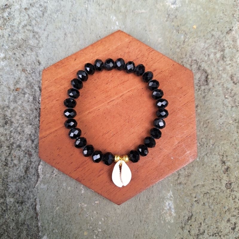 CRAFTDEWATA Gelang Bohemian Kristal Ceko 8mm Kerang Gelang Tangan Kristal Lucu Khas Bali