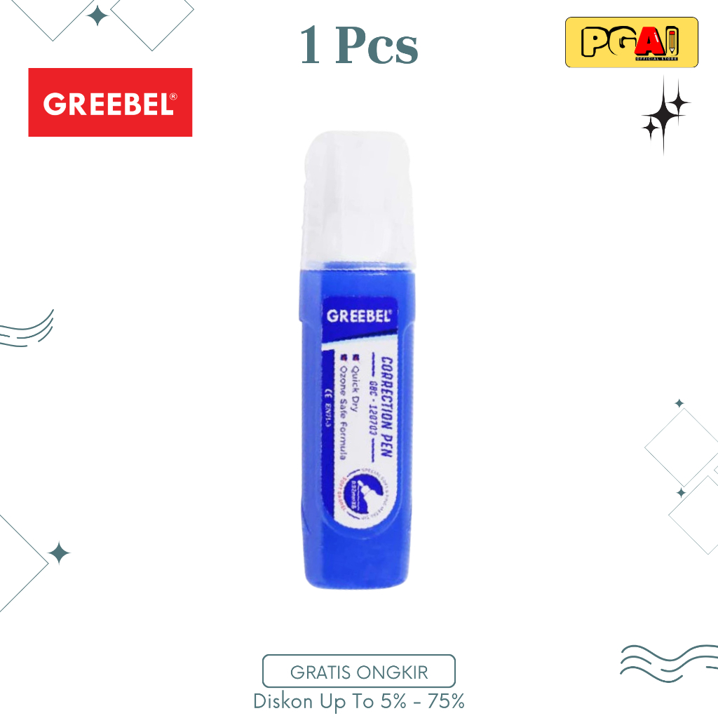 

CORRECTION TIPE X CAIR STIPO KERTAS GREEBEL GBC-120703 1PCS WARNA BIRU STATIONERY