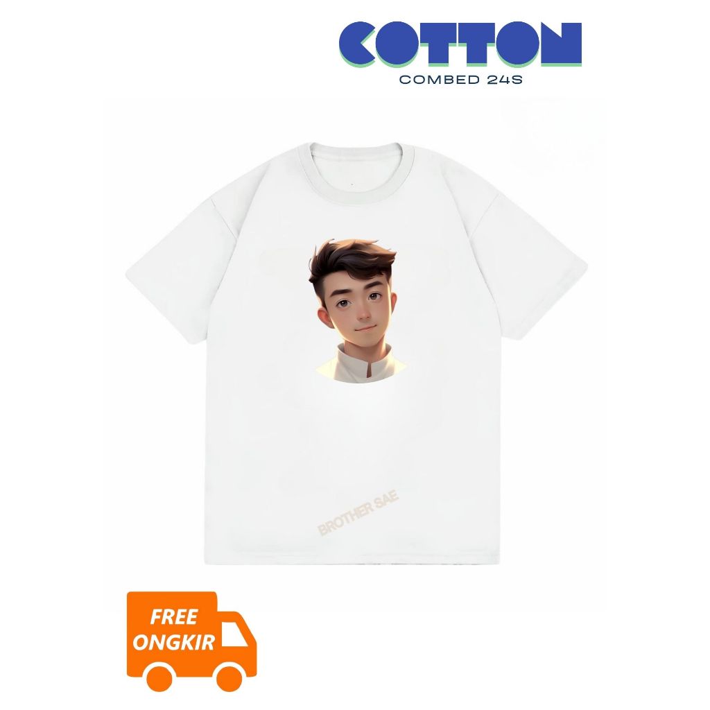 KAOS POLOS DAN SABLON PUTIH / BIRU TURKISH KATUN KOMBED 24S