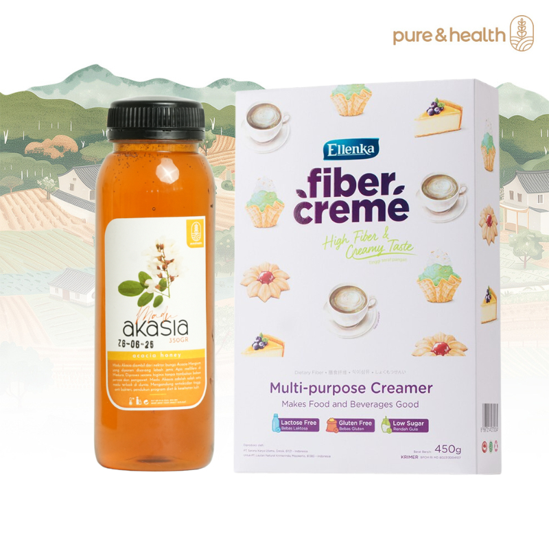 

Paket FiberCreme 450 Gram dan Madu Murni Akasia 350 gram Pure and Health Madu Asli Krimer Nabati Pengganti Santan Susu