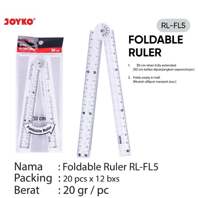 

Joyko Ruler RL-FL5 Foldable / Penggaris Lipat 30 cm Bening dan Tebal