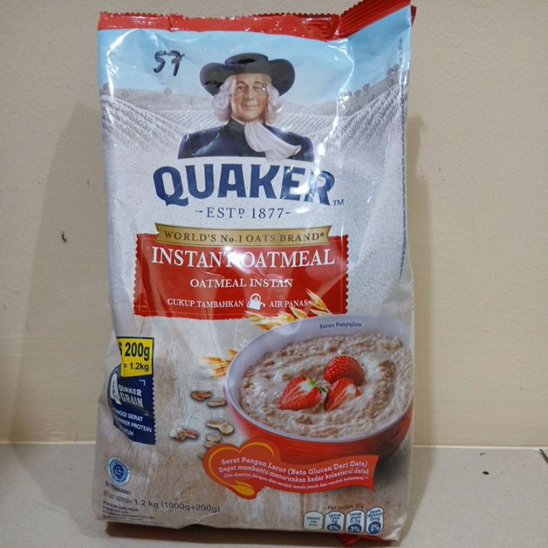 

Quaker Instant Oatmeal Bag Cap Quaker 1,2 Kg, Gandum Makanan Sehat, Sereal Oat Quaker 1,2 Kg