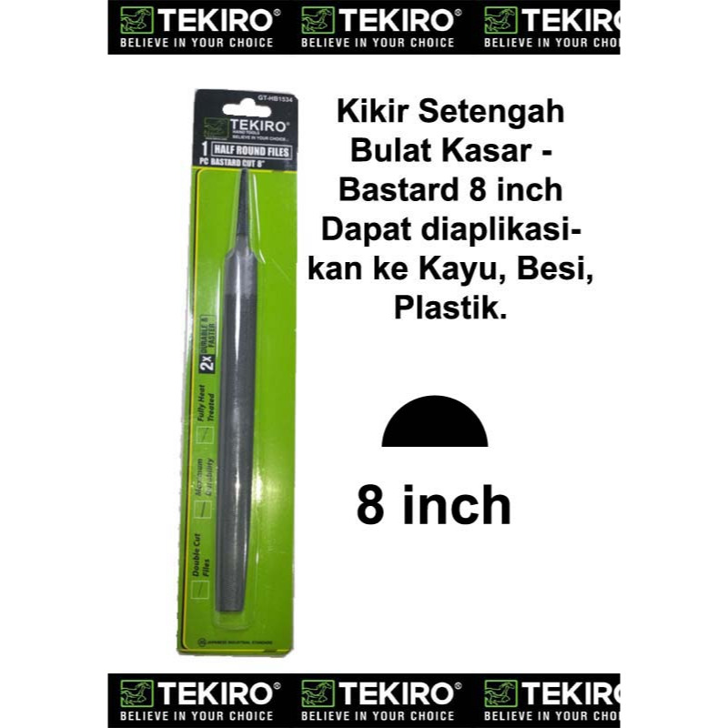 Kikir Patar Kayu Setengah Bulat Kasar India 8 inch TEKIRO Kikir Kayu 8" Kasar Half Round File Bastar