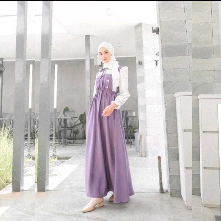 Dwaf Style_Reyna Gamis Kombinasi Kancing Terbaru Ukuran Jumbo XXL Gamis Model Kekinian