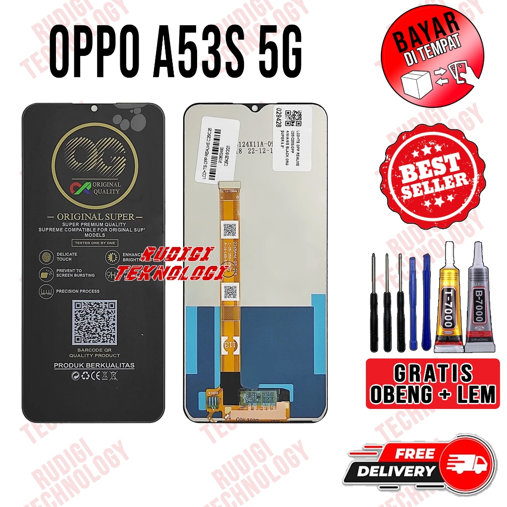 Lcd Touchscreen OPPO A53S 5G Original Fullset GRATIS LEM OBENG