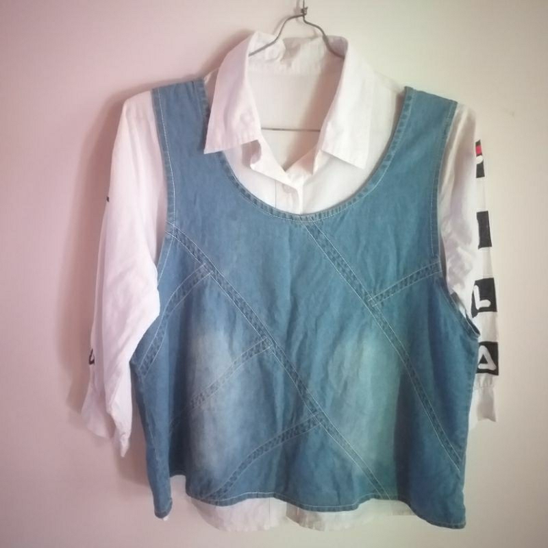 Dress Denim V-Neck Lengan Panjang