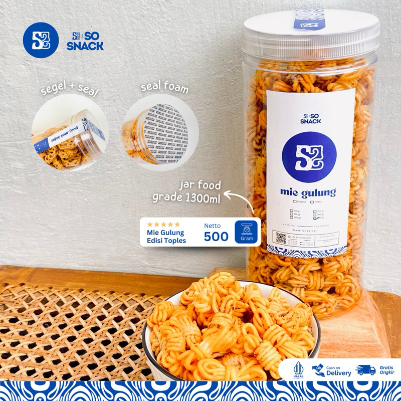 

SO SNACK Mie Gulung Toples 500gr - Cemilan Toples - Makanan Ringan - Cemilan Kekinian