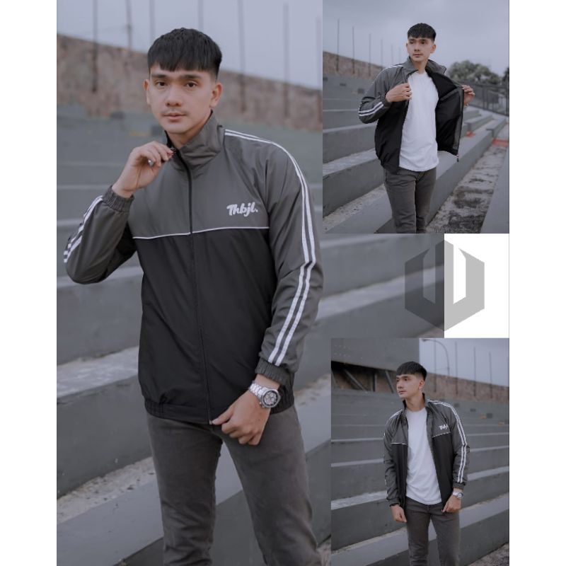 HustleTrack Suit Jacket Tracktop Combi Line Green Black