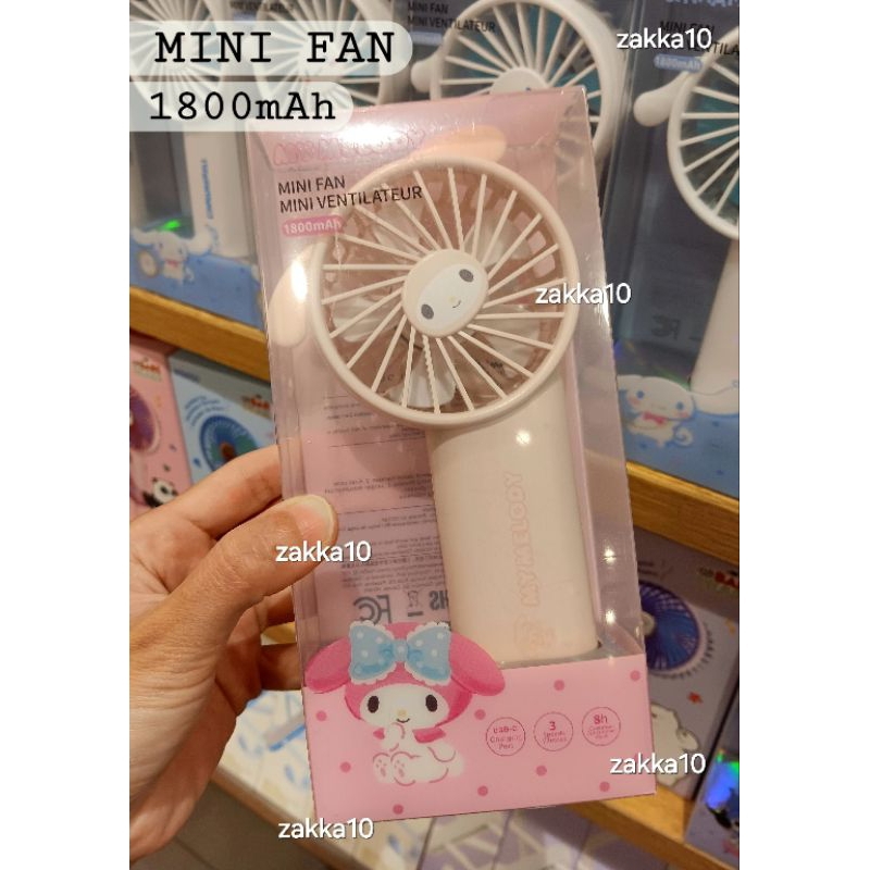 ( 3 Karakter ) Miniso Kipas Angin Sanrio Melody Cinnamoroll Kuromi 1800mAh / Mini Fan Kipas Angin Ke