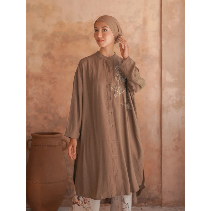 Atasan Tunik Wanita Prissy Tunic Brown Aleza Label