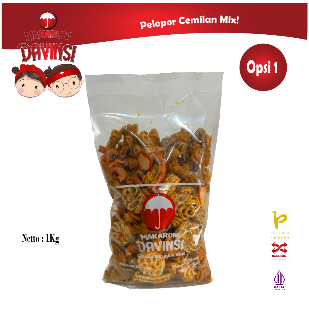 

Cemilan Mix Kemasan 1 Kg Makaroni Davinsi Cemilan Mix