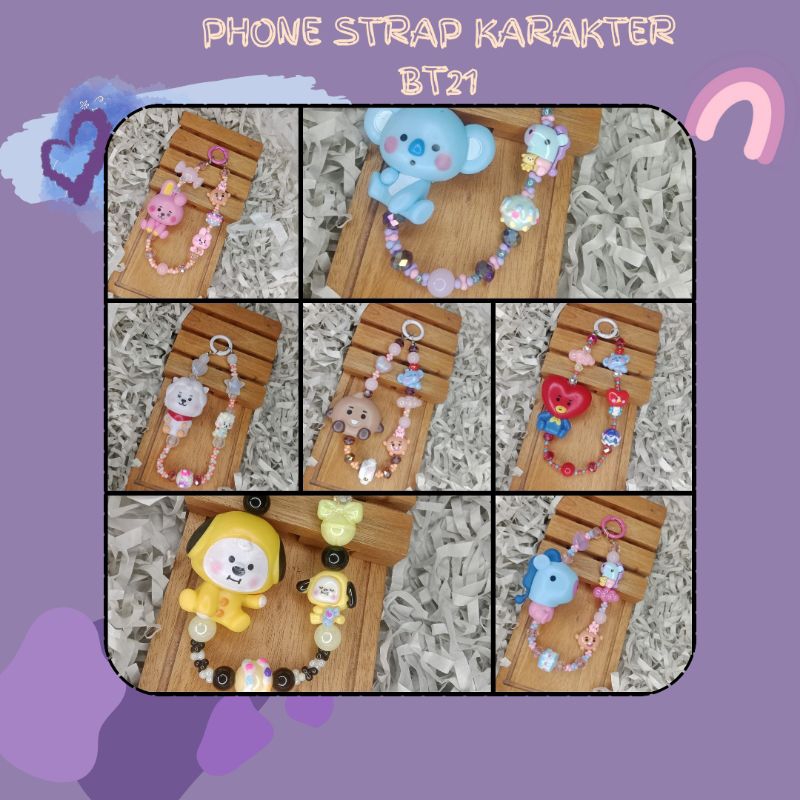 BTS Phone strap / Bag charm Karakter bts bt 2 1 Jimin Taehyung V RM Suga Jhope Jin Jungkook