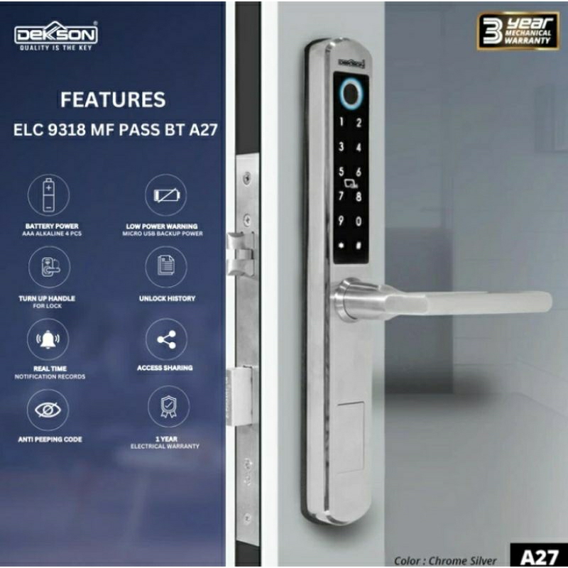 Aluminium Door Electronic Lock Dekkson -;Aluminium Digital Lock - Kunci Digital Pintu Aluminium ELC 
