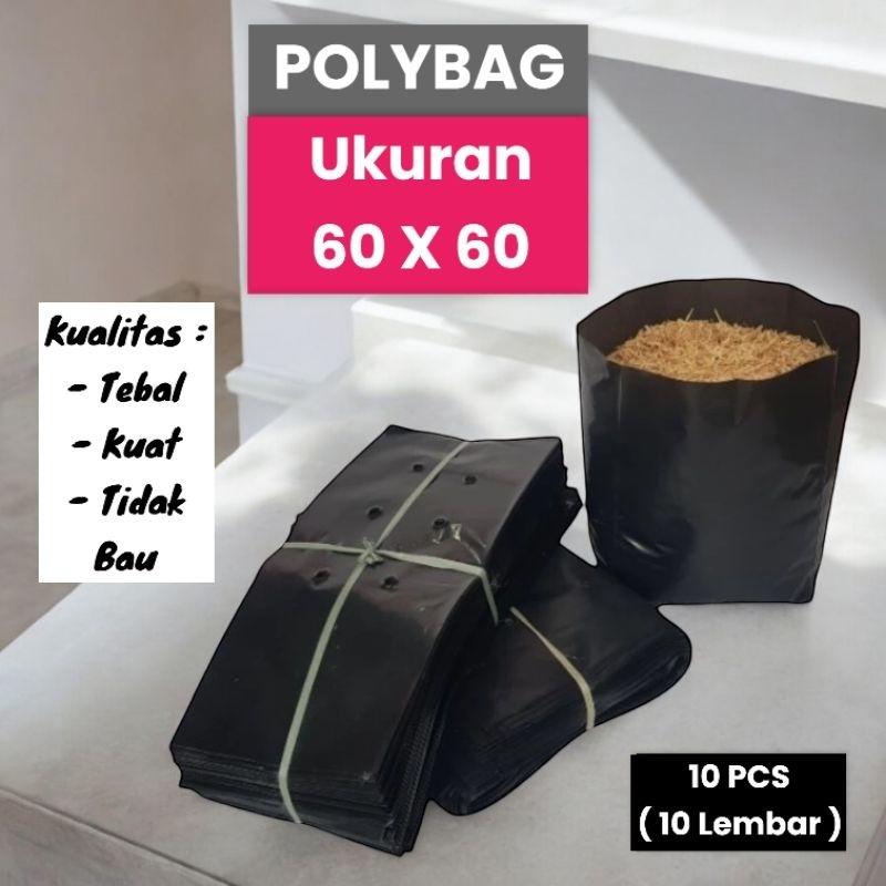 POLYBAG TANAMAN UKURAN 60 X 60 ( 10 PCS ) - POLYBAG PLASTIK TEBAL - POLYBAG LENTUR - POLYBAG HITAM -