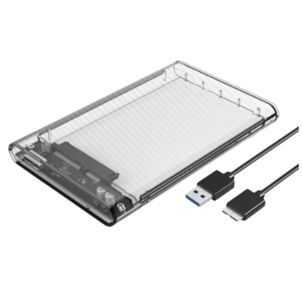 Enclosure HDD External 2.5 - HDD Enclosure Voxy USB 3.0 Tranparant White / Transparan Bening