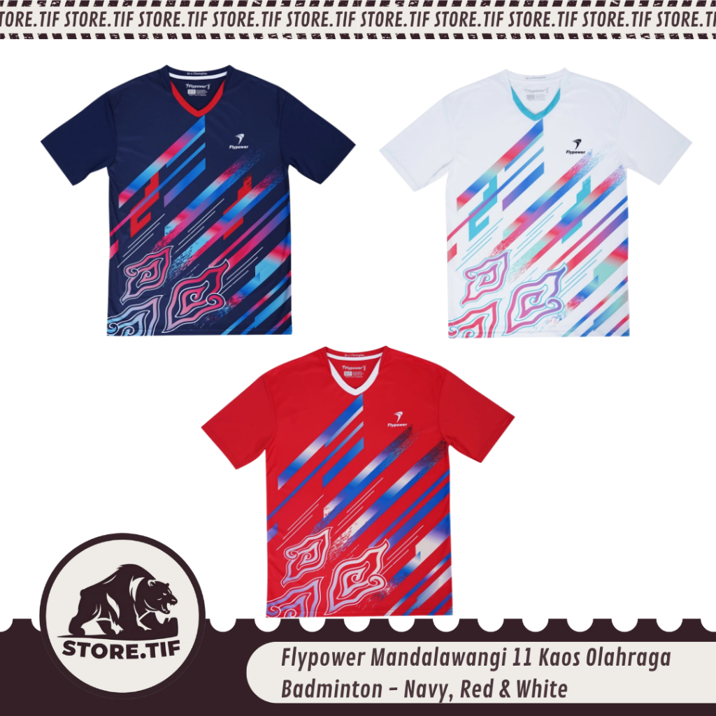Flypower Mandalawangi 11 Kaos Badminton / Badminton Shirt - Red, Navy & White